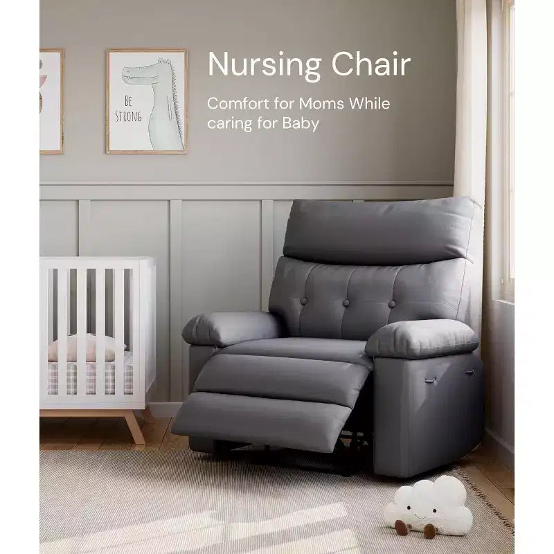 27 Oversized Manual Recliner Chair, Classic Leather Recliner with Lumbar & Arm Support, Home Theater Seating for Living Room & Bedroom