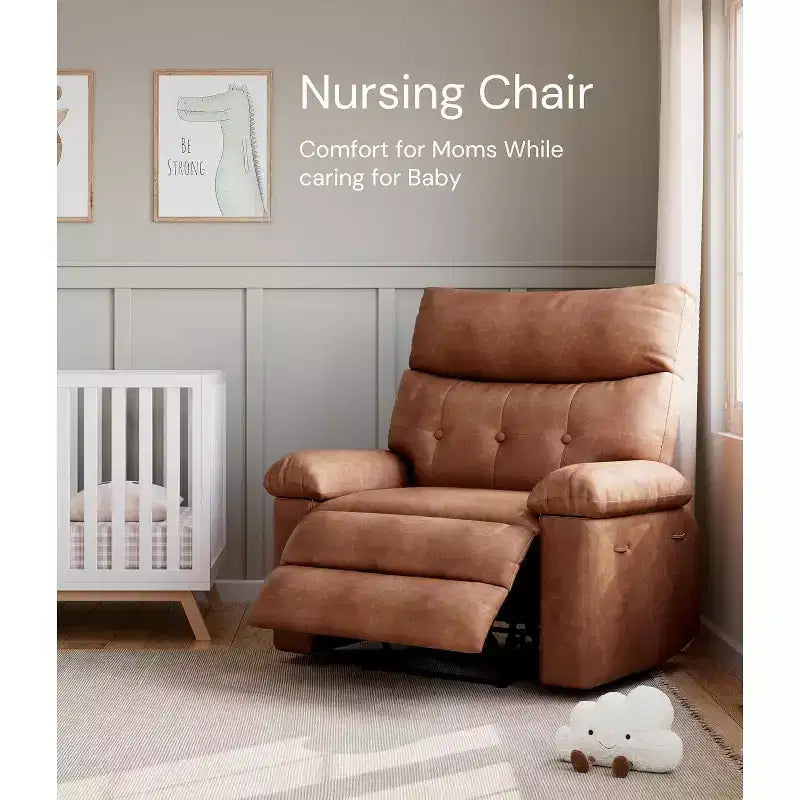 27 Oversized Manual Recliner Chair, Classic Leather Recliner with Lumbar & Arm Support, Home Theater Seating for Living Room & Bedroom