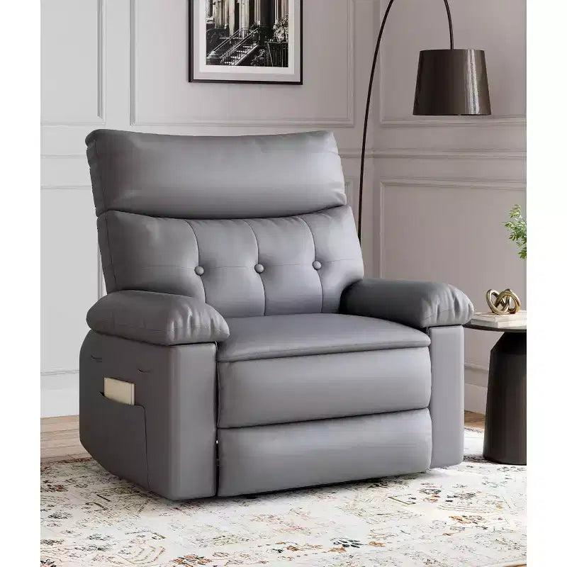 27 Oversized Manual Recliner Chair, Classic Leather Recliner with Lumbar & Arm Support, Home Theater Seating for Living Room & Bedroom