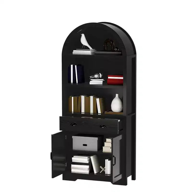 Balconera 71inch Tall Arched Bookshelf with Storage Bookcase Cabinet for Living Room
