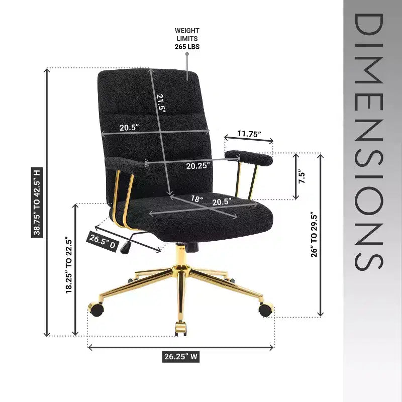 Okak Modern Textured Boucle Fabric Home Office Chair with Gold Leg,Height Adjustable Swivel Task Chairs for Office,Study