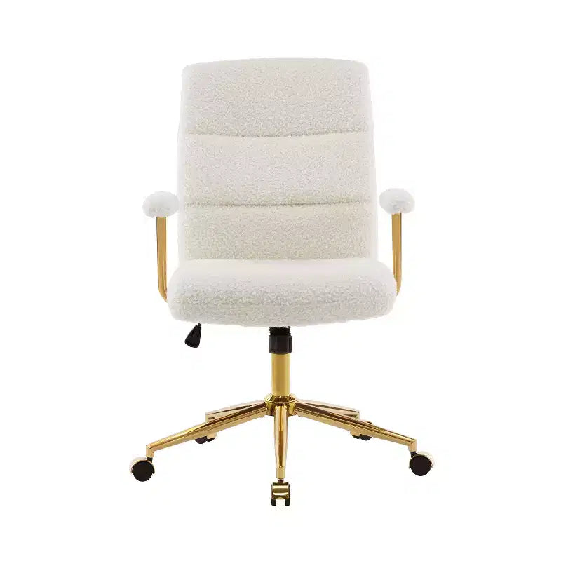 Okak Modern Textured Boucle Fabric Home Office Chair with Gold Leg,Height Adjustable Swivel Task Chairs for Office,Study