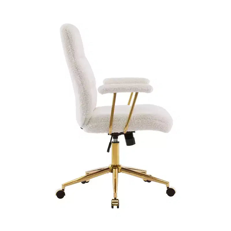 Okak Modern Textured Boucle Fabric Home Office Chair with Gold Leg,Height Adjustable Swivel Task Chairs for Office,Study
