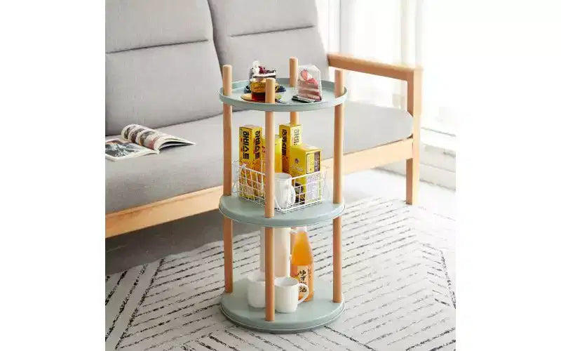 TUYOHW Rotating Adjustable Bookshelves, Multifunctional Standing Storage Bookshelf,Display Bookcases for Living Room,Home Office,Blue