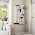 Wall Mounted Full Length Mirror, Full Body Mirror with Shelf, Full Body Mirror with Hook Wall Mounted Mirror with Multifunctional Design Panel