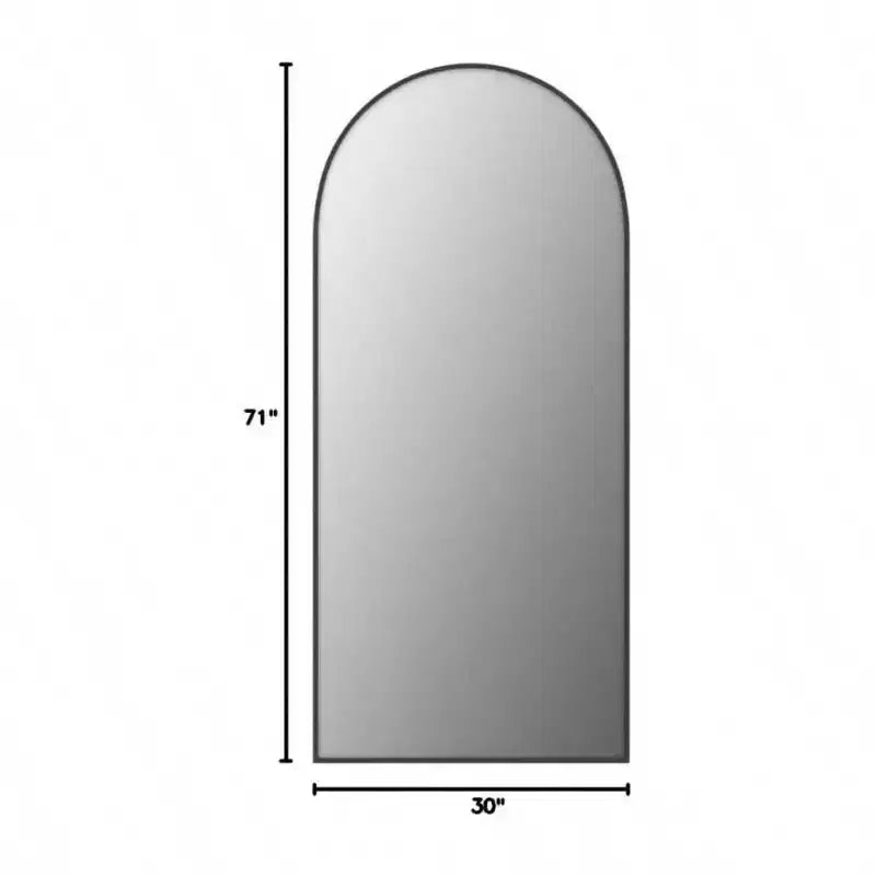 30x71 Black Arched Full Length Mirror. Aluminum Frame, Versatile Standing, Hanging, or Leaning Use for Any Room