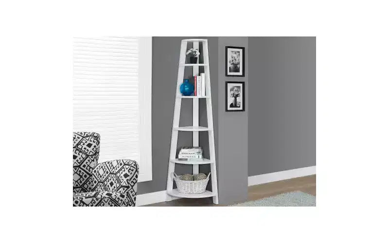 TUYOHW Modern 5-Tier Wood Corner Bookshelves,Bookshelf with Fixed Tray Style shelf,Storage Racks,Lightweight Bookcases for Living Room,Office