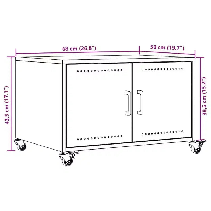 vidaXL Coffee Table Black Cold-rolled steel Medium Lockable wheels