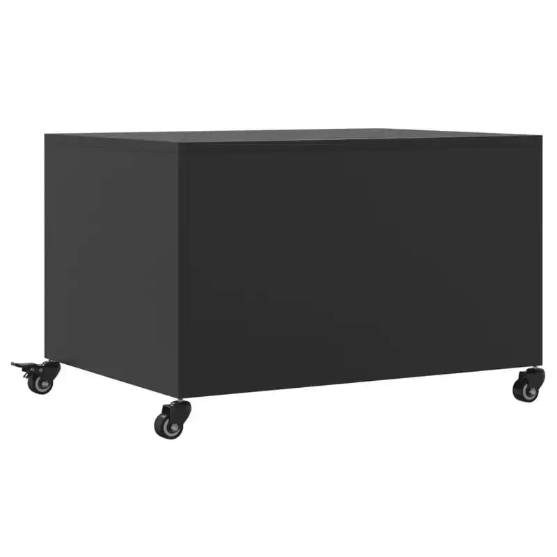 vidaXL Coffee Table Black Cold-rolled steel Medium Lockable wheels