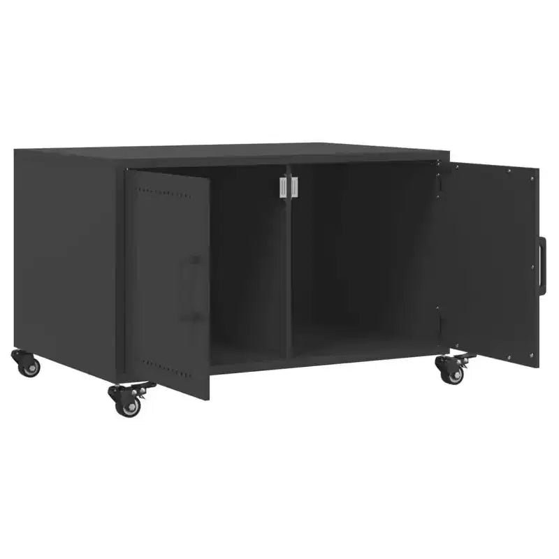 vidaXL Coffee Table Black Cold-rolled steel Medium Lockable wheels