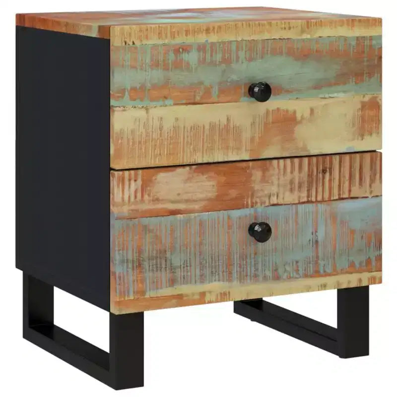 vidaXL Bedside Cabinet Multicolour Solid reclaimed wood, iron Medium