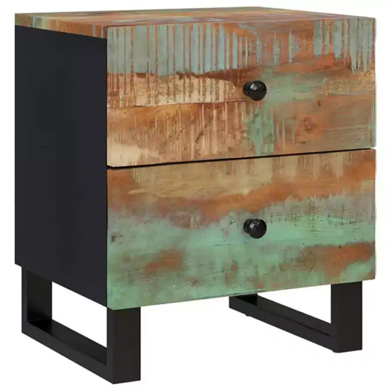 vidaXL Bedside Cabinet Multicolour Solid reclaimed wood, iron Medium