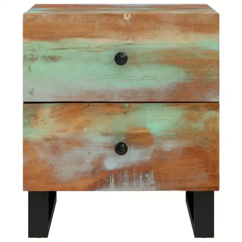 vidaXL Bedside Cabinet Multicolour Solid reclaimed wood, iron Medium