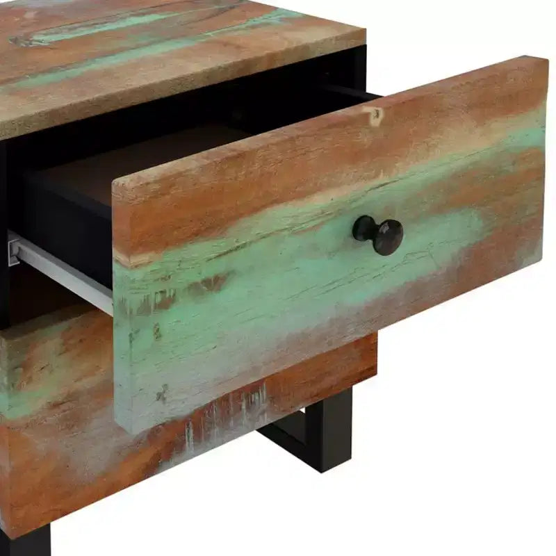 vidaXL Bedside Cabinet Multicolour Solid reclaimed wood, iron Medium