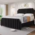 King Size Bed Frame, Platform Bed Frame with Velvet Upholstered 50.2'' Headboard, Rivet Decoration, Strong Wooden Slats, No Box Spring Needed, Black