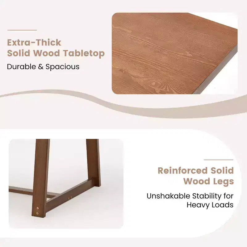 EROMMY 72 Solid Wood Dining Table For 6 People