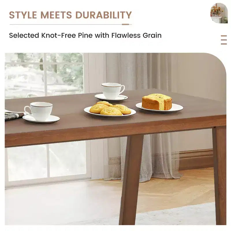 EROMMY 72 Solid Wood Dining Table For 6 People