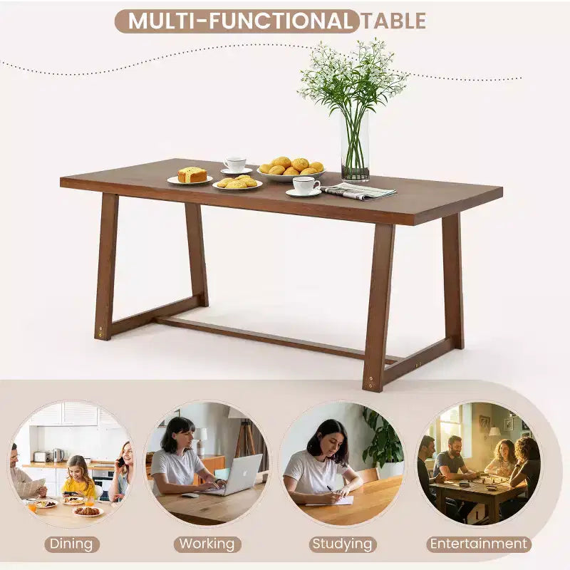 EROMMY 72 Solid Wood Dining Table For 6 People