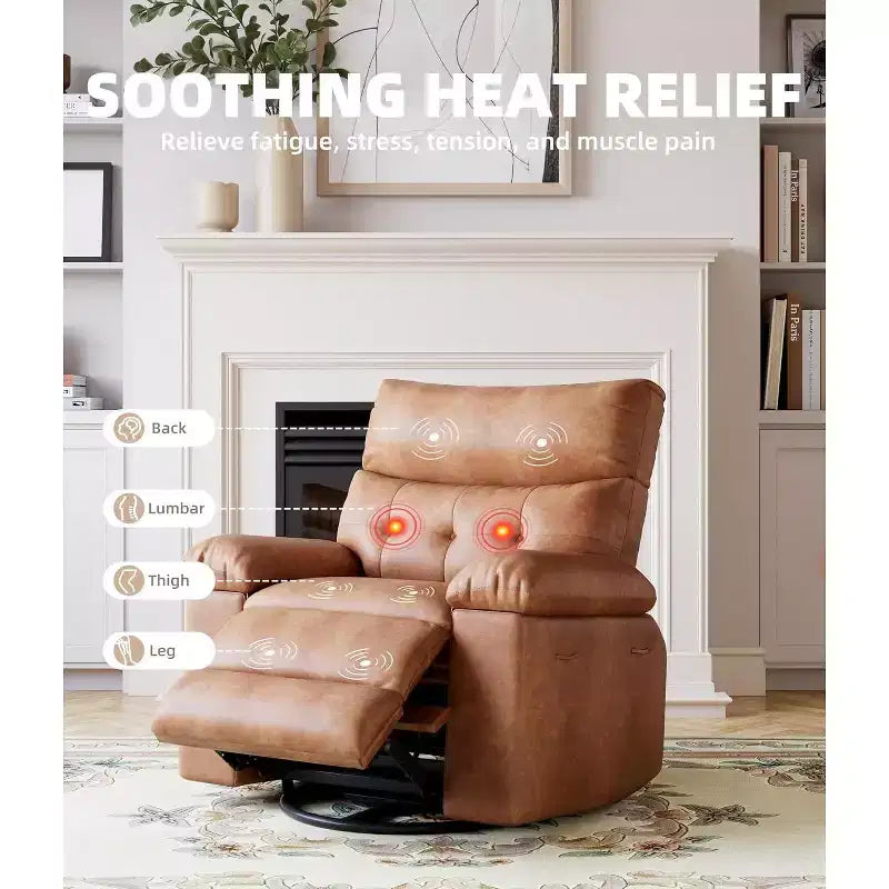 Lift Recliner Chair with Heat & Massage  27 Wide Seat, 360 Swivel, Manual Rocker & Remote Control for Living Room, Elderly & Nursing Home