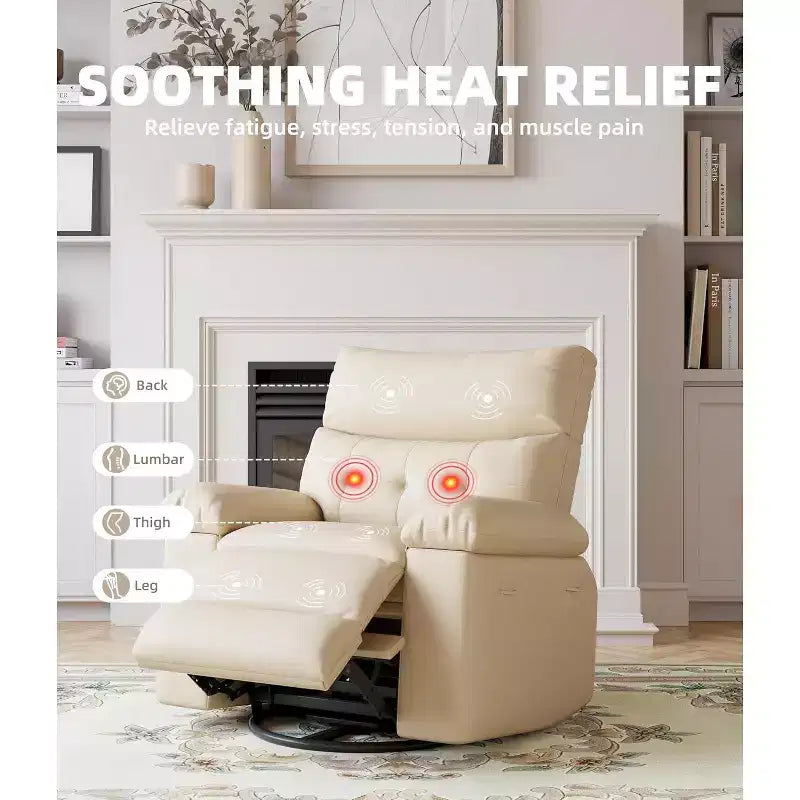 Lift Recliner Chair with Heat & Massage  27 Wide Seat, 360 Swivel, Manual Rocker & Remote Control for Living Room, Elderly & Nursing Home