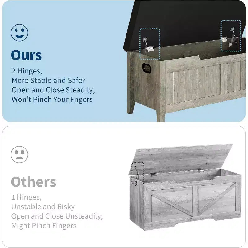 39.4 Storage Benches Entryway Bench with Cushion, 2 Safety Hinges, Storage Trunk, Shoe Bench Storage Chest for Entryway, Living Room, Bedroom