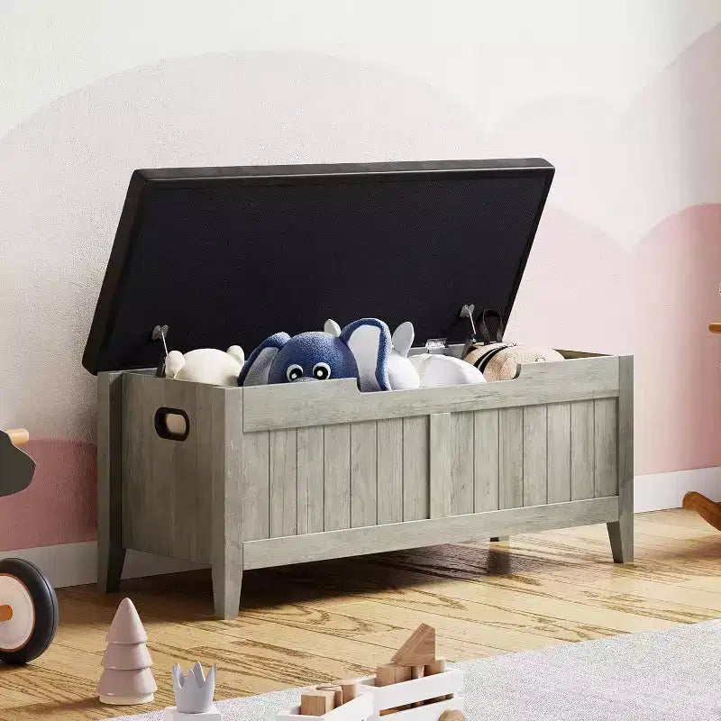 39.4 Storage Benches Entryway Bench with Cushion, 2 Safety Hinges, Storage Trunk, Shoe Bench Storage Chest for Entryway, Living Room, Bedroom