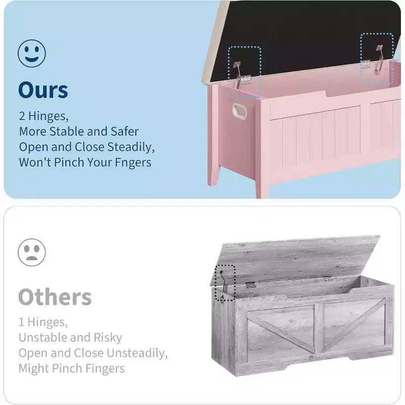 39.4 Storage Benches Entryway Bench with Cushion, 2 Safety Hinges, Storage Trunk, Shoe Bench Storage Chest for Entryway, Living Room, Bedroom