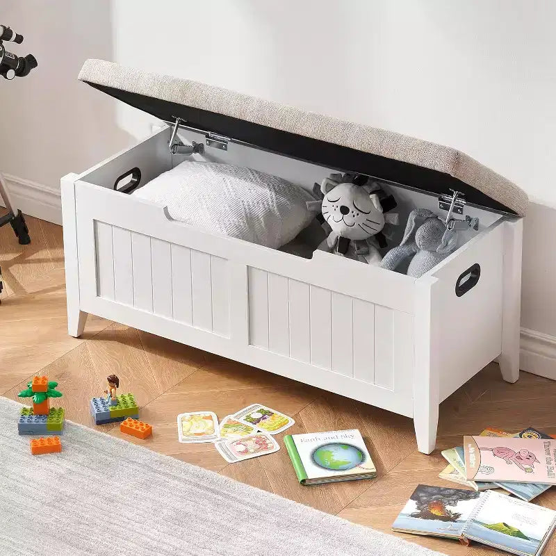 39.4 Storage Benches Entryway Bench with Cushion, 2 Safety Hinges, Storage Trunk, Shoe Bench Storage Chest for Entryway, Living Room, Bedroom