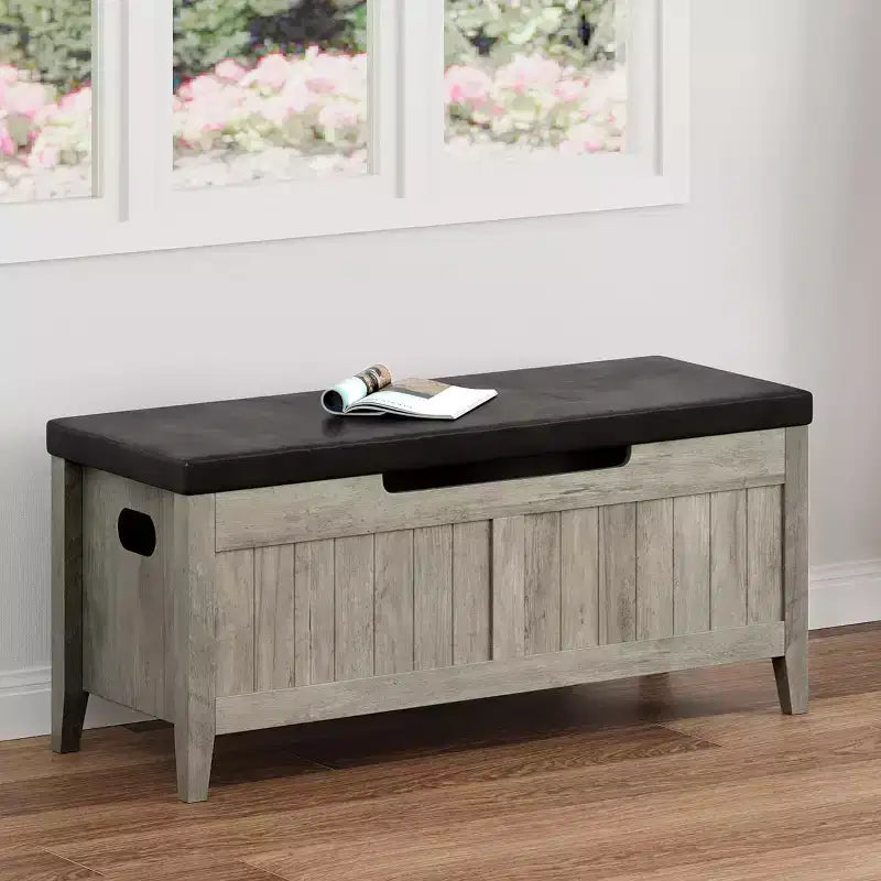 39.4 Storage Benches Entryway Bench with Cushion, 2 Safety Hinges, Storage Trunk, Shoe Bench Storage Chest for Entryway, Living Room, Bedroom
