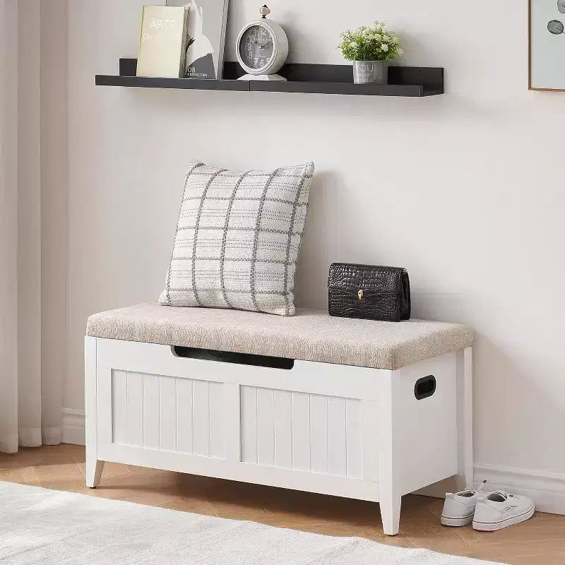 39.4 Storage Benches Entryway Bench with Cushion, 2 Safety Hinges, Storage Trunk, Shoe Bench Storage Chest for Entryway, Living Room, Bedroom