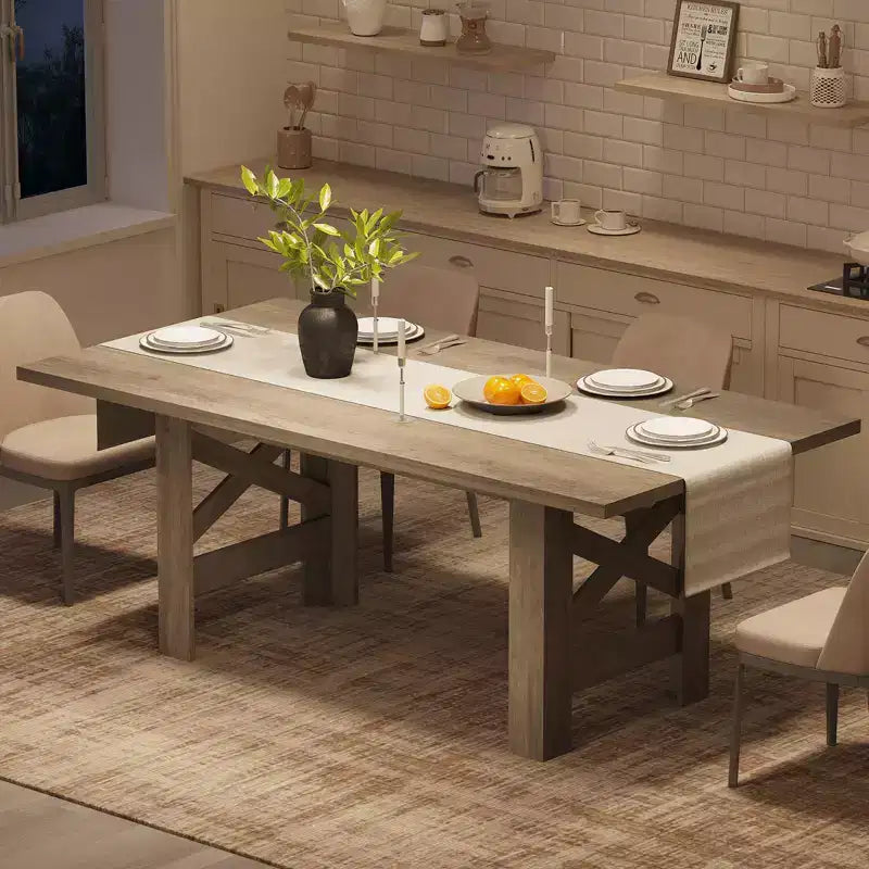 COZONY 71 Rustic Dining Table, Farmhouse Rectangular Wooden Kitchen Table for 6-8, Thick Rectangle Tabletop, Heavy-Duty Base