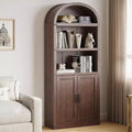 3 Shelf Arched Bookcase, Farmhouse Wooden Bookshelf, Tall 71.65 Inch Display Storage Rack for Home Office, Living Room, Bedroom, and More