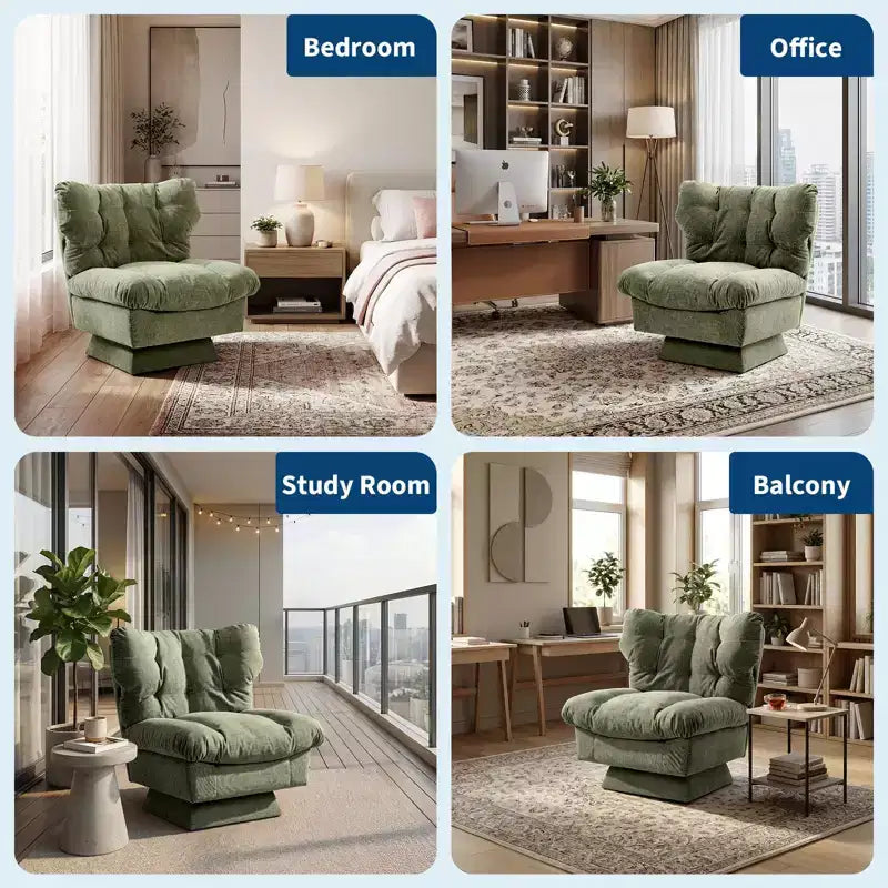 Fauteuil pivotant, canapé moderne et confortable à 360° avec base surdimensionnée, siège étendu de 52,8 cm, capacité de charge maximale de 136 kg pour le salon