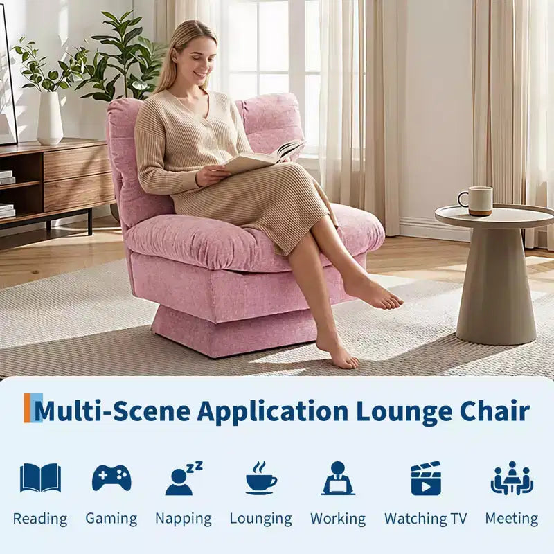 Fauteuil pivotant, canapé moderne et confortable à 360° avec base surdimensionnée, siège étendu de 52,8 cm, capacité de charge maximale de 136 kg pour le salon