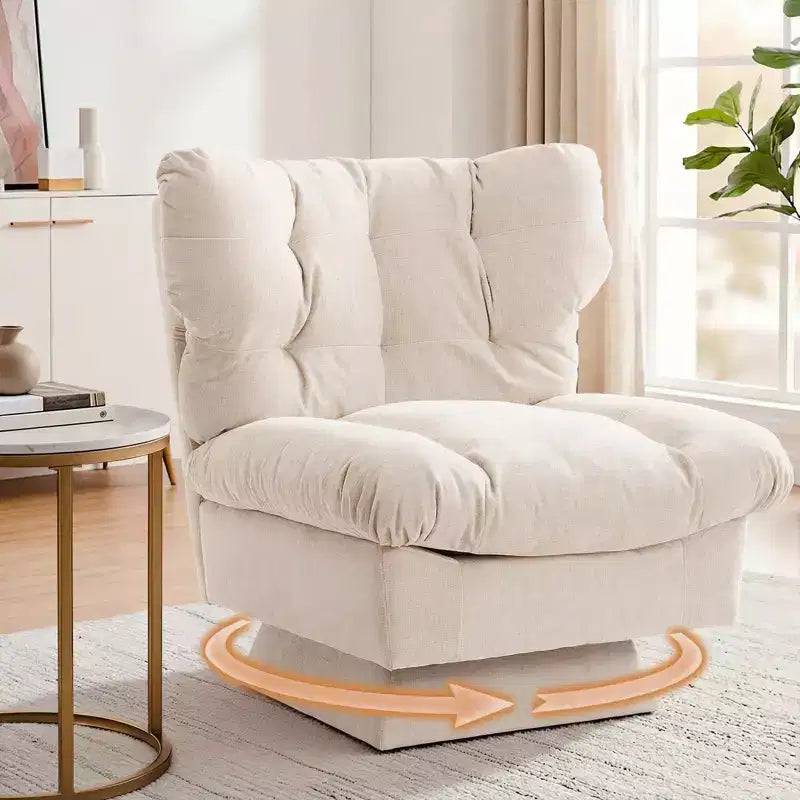 Chenille Swivel Accent Chair,360Comfy Modern Sofa Chair with Oversize Base,20.8in Extended Seat,300Lb Max Load Accent Chair for Living Room