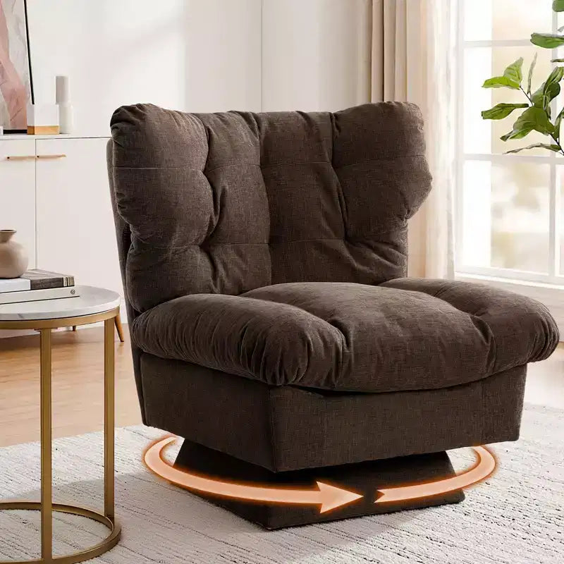 Fauteuil pivotant, canapé moderne et confortable à 360° avec base surdimensionnée, siège étendu de 52,8 cm, capacité de charge maximale de 136 kg pour le salon