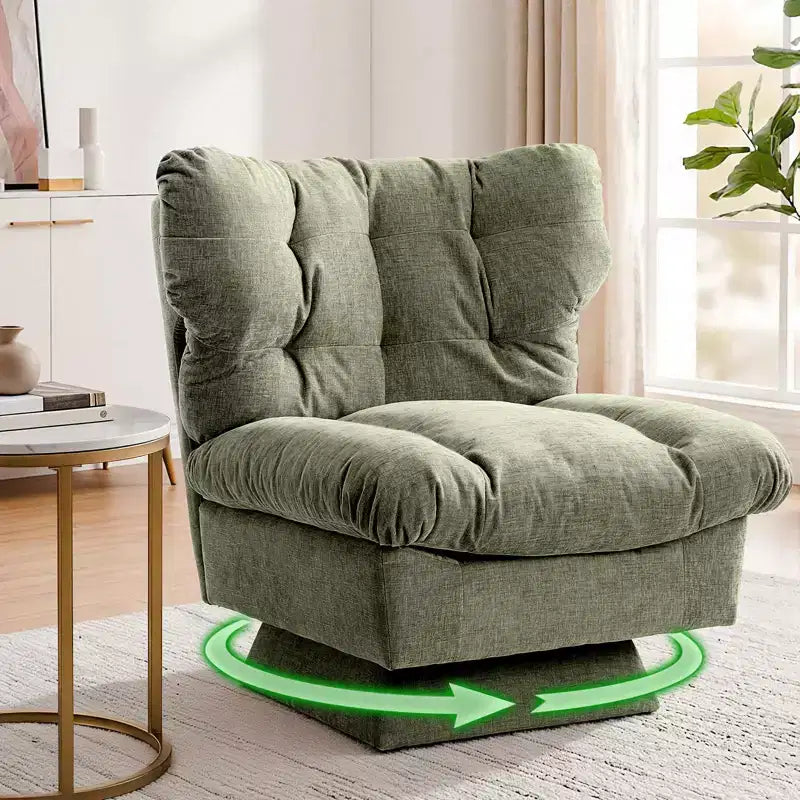 Fauteuil pivotant, canapé moderne et confortable à 360° avec base surdimensionnée, siège étendu de 52,8 cm, capacité de charge maximale de 136 kg pour le salon