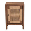 GDFStudio Satoshi Bohemian Wooden Nightstand with Shelf and Rope Webbing Door