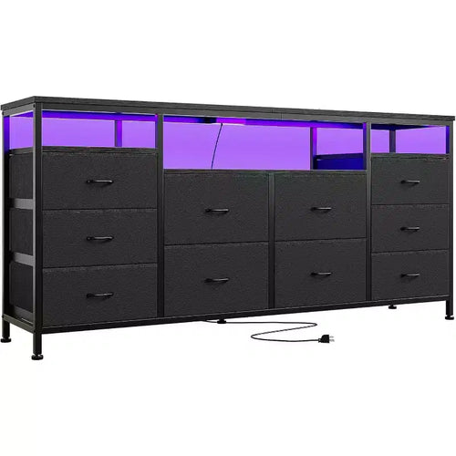 10-Drawer Dresser for Bedroom,63.3 TV Stand for 65-75 TVs,Fabric Chest,Entertainment Center for Bedroom & Living Room