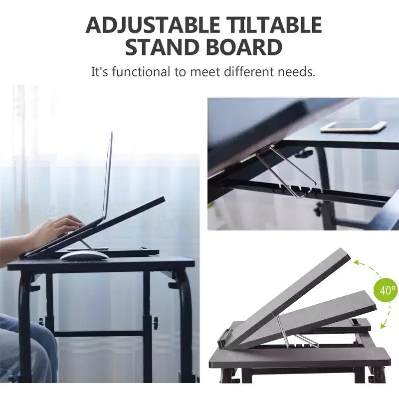 Table de lit à roulettes, chariot de bureau pour ordinateur portable de 120 cm, table de lit réglable en hauteur et en longueur pour usage hospitalier et domestique