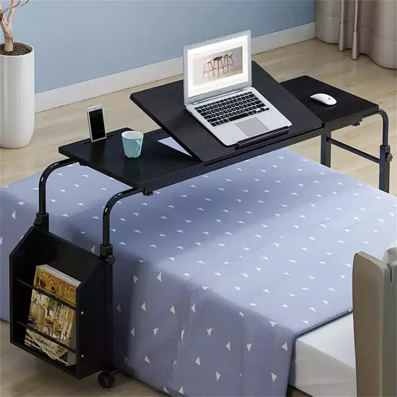 Overbed Table with Wheels, 47.24 in Laptop Desk Cart, Table Over The Bed Table Adjustable Height and Length for Hospital and Home Use