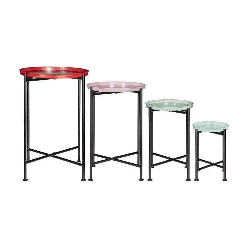 Set of 4 Multicolor Nesting Plant Stands Metal Frame