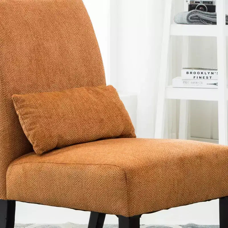 TUYOHW Chenille Fabric Armless Accent Chair,Lounge Chair with Matching Pillow,Solid Wood Frame & Legs,Modern Graffiti Chair for Living Room