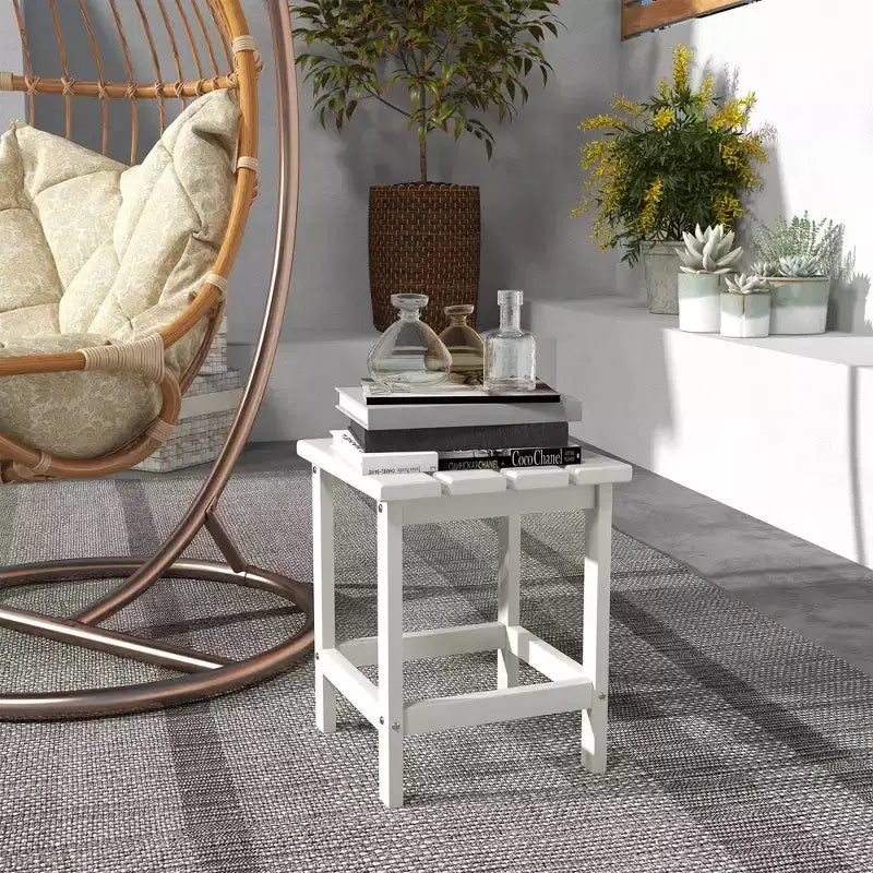 Table d'appoint d'extérieur résistante aux intempéries pour patio - Blanche