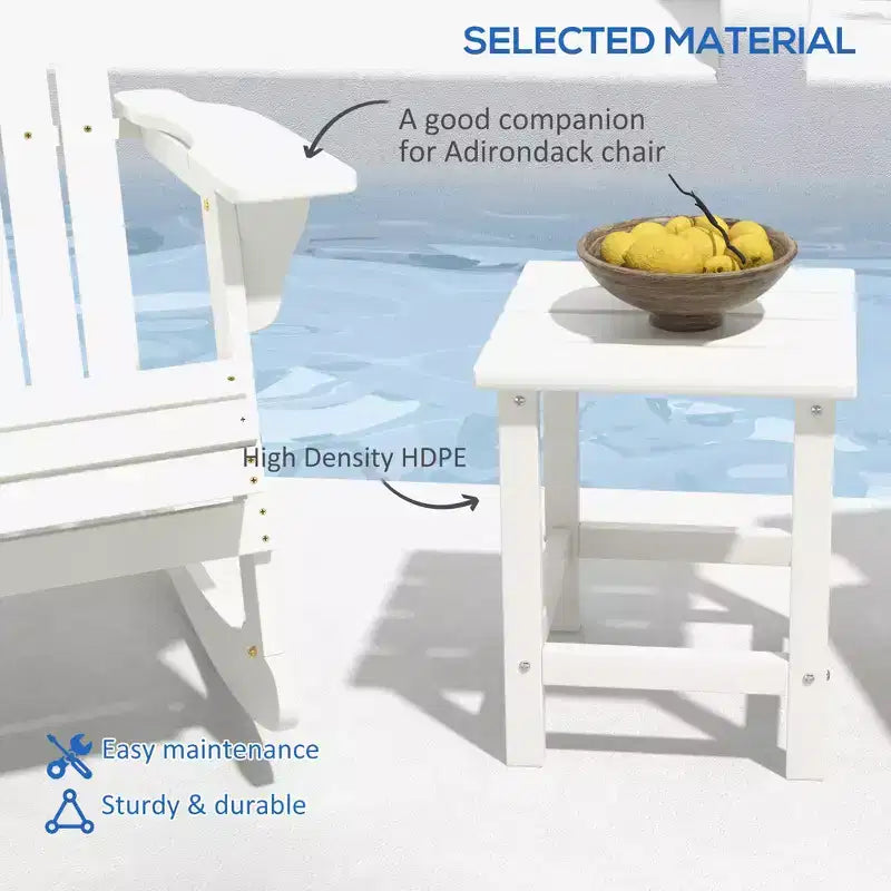 Table d'appoint d'extérieur résistante aux intempéries pour patio - Blanche