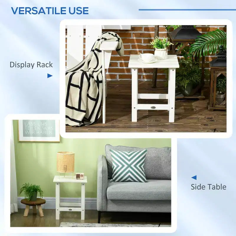Table d'appoint d'extérieur résistante aux intempéries pour patio - Blanche