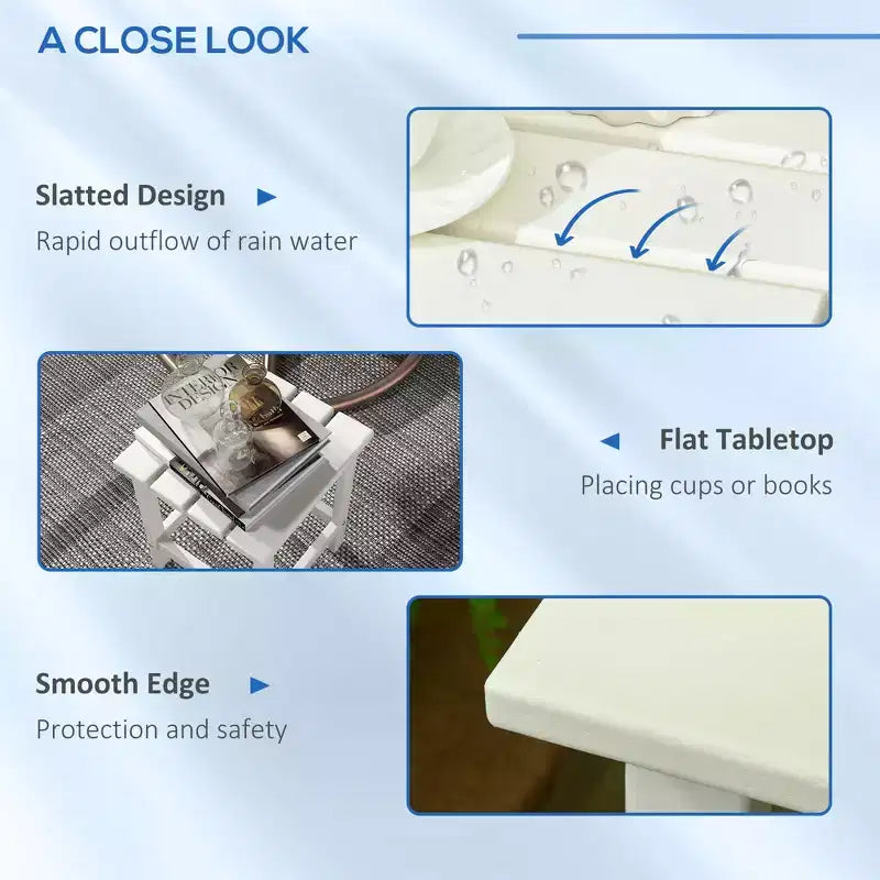 Table d'appoint d'extérieur résistante aux intempéries pour patio - Blanche