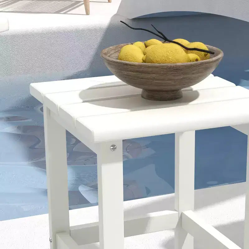 Table d'appoint d'extérieur résistante aux intempéries pour patio - Blanche
