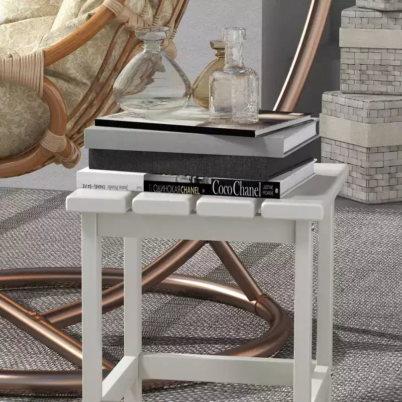 Table d'appoint d'extérieur résistante aux intempéries pour patio - Blanche