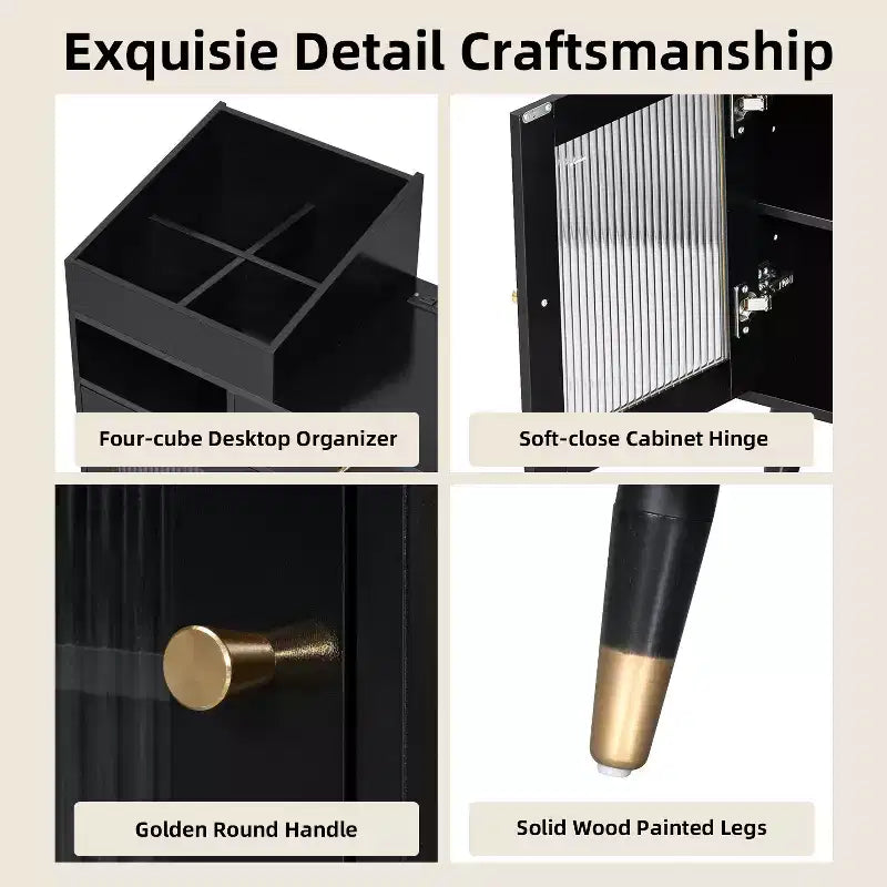 Coiffeuse compacte moderne avec tabouret, port de charge, tiroirs et meuble de rangement